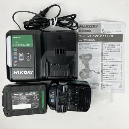 ЗЗ HiKOKI ハイコーキ 36v 充電式インパクトドライバ 充電器 バッテリー×2 ケース付 WH36DC ブラック×グリーン
