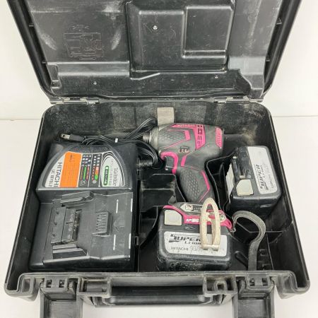 ЗЗ HITACHI 日立 14.4v 充電式インパクトドライバ 充電器 バッテリー×2 ケース付 WH14DDL2 ブラック×ピンク