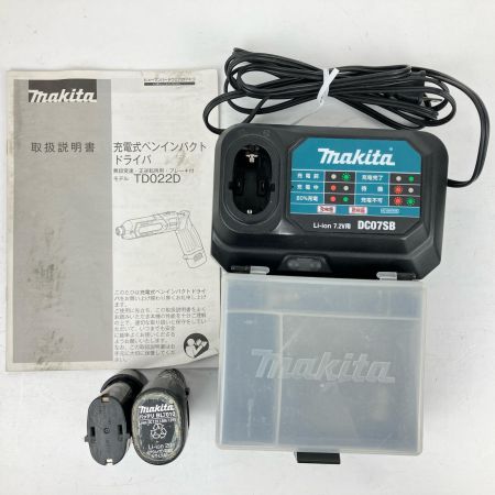 ЗЗ MAKITA マキタ 7.2v 充電式ペンインパクトドライバ 充電器 バッテリー×2 ケース付 TD022D ブルー
