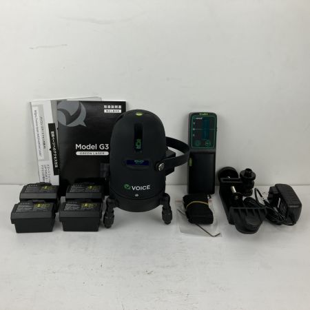 ЗЗ VOICE グリーンレーザー レーザー墨出し器 バッテリーx4 受光器 充電器 ケース付 G3 ブラック