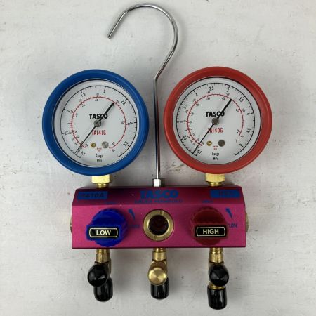 ЗЗ イチネンTASCO マニホールドセット ホース チャージバルブx2付 TA122FB ブルー