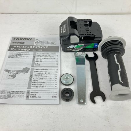ЗЗ HiKOKI ハイコーキ 36v 100mm 充電式ディスクグラインダー バッテリー×1 ケース付 ※充電器なし G3610DA グリーン×ブラック