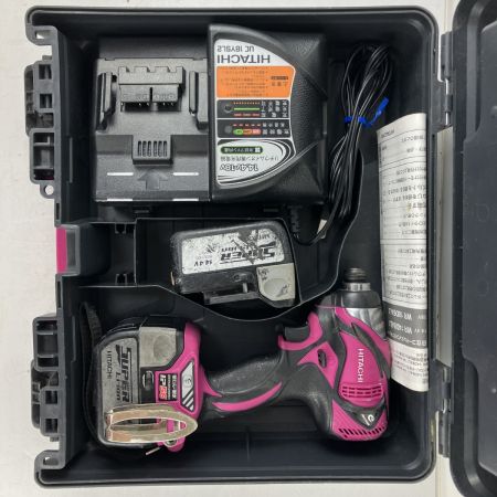 ЗЗ HITACHI 日立 14.4v インパクトドライバ バッテリーx2 充電器 ケース付 WH14DBAL2 ピンク