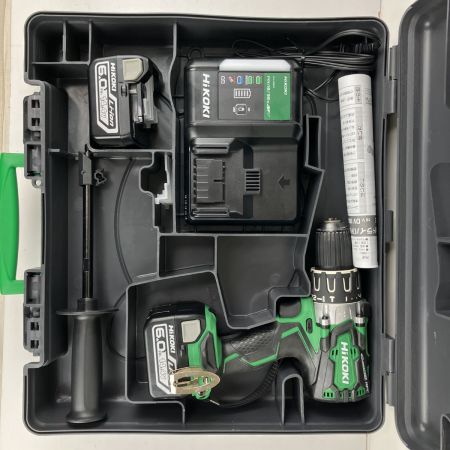 ЗЗ HiKOKI ハイコーキ 14.4v コードレス振動ドライバドリル バッテリーx2 充電器 ケース付 DV14DBL2 グリーン×ブラック