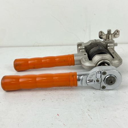 ЗЗ INABA DENKO ロングフレキツバ出し 機ツバ出し工具 配管 カセットダイス ケース付 TM-135 シルバー×オレンジ
