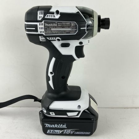 ЗЗ MAKITA マキタ 18v 充電式インパクトドライバ 充電器 バッテリー×2 ケース付 TD149D ホワイトxブラック