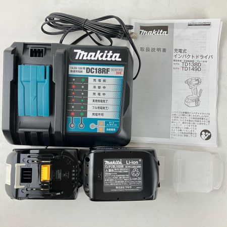 ЗЗ MAKITA マキタ 18v 充電式インパクトドライバ 充電器 バッテリー×2 ケース付 TD149D ホワイトxブラック