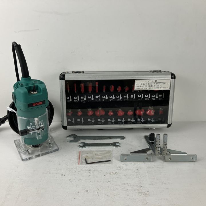 電気 ビーバー リョービ ЗЗ RYOBI リョービ 100v トリマ ビットセット ガイド付 TR-51 グリーン
