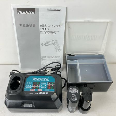 ЗЗ MAKITA マキタ 7.2v 充電式ペンインパクトドライバ 充電器 バッテリー×2 ケース付 TD022D ブラック