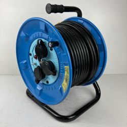 ЗЗ 日動工業 100v 30m ドラム コードリール 防雨防塵型 アース付 NPW-E33 ブルー Sランク
