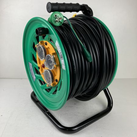 ЗЗ NICHIDO (2) 100v 50m ドラム コードリール 防雨防塵型 アース付 温度センサー付 FW-E53 グリーン