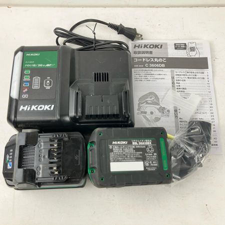 ЗЗ HiKOKI ハイコーキ 165ｍｍ 36v 充電式丸のこ 充電器 バッテリー×2 ケース付 C3606DB ブラック