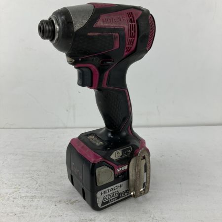 ЗЗ HITACHI 日立 14.4v インパクトドライバ バッテリーx2 充電器 ケース付 WH14DDL ブラック×ピンク