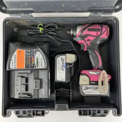 ЗЗ HITACHI 日立 14.4v インパクトドライバ バッテリーx2 充電器 ケース付 WH14DBAL ブラック×ピンク Cランク