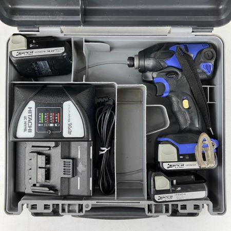 ЗЗ HITACHI 日立 14.4v インパクトドライバ バッテリーx3 充電器 ケース付 FWH14DSL ブラック×バイオレット
