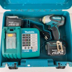 ЗЗ MAKITA マキタ 14.4v 充電式インパクトドライバ 充電器 バッテリー×2 ケース付 TD130D ブルー Cランク
