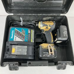 ЗЗ MAKITA マキタ 14.4v 充電式インパクトドライバ 充電器 バッテリ×2 ケース付 TD137D ゴールドｘブラック Cランク