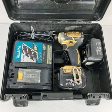 ЗЗ MAKITA マキタ 14.4v 充電式インパクトドライバ 充電器 バッテリ×2 ケース付 TD137D ゴールドｘブラック