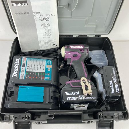 ЗЗ MAKITA マキタ 18v 充電式インパクトドライバ 充電器 バッテリー×2 ケース付 TD172D パープル