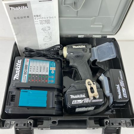 ЗЗ MAKITA マキタ 18v 充電式インパクトドライバ 充電器 バッテリー×2 ケース付 TD172D ブラック
