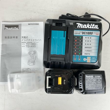 ЗЗ MAKITA マキタ 14.4v 充電式インパクトドライバ 充電器 バッテリー×2 ケース付 TD138D ブルー