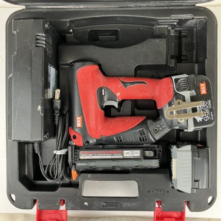 ЗЗ MAX マックス 14.4v 35mm 充電式ピンネイラ バッテリーx2 充電器 ケース付 TJ-35P1 レッド×ブラック