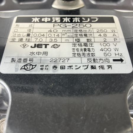 ЗЗ 寺田ポンプ 100v 40mm 水中ポンプ 取説付 PG-250 ブラック