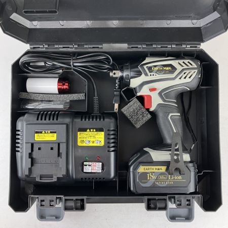 ЗЗ EARTH MAN アースマン 18v 12.7mm インパクトレンチ バッテリーx1 充電器 ケース付 IW-180LiB ブラック×グレー