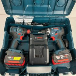 ЗЗ BOSCH ボッシュ 18v インパクトドライバ ドライバドリル 充電器 バッテリー×2 ケース付 GDX18V-200/GSR18V-55 ネイビー Bランク