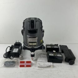 ЗЗ テクノ販売 グリーンレーザー レーザー墨出し器 受光器 バッテリーx2 アダプタ ケース付 GX910BB ブラック Cランク