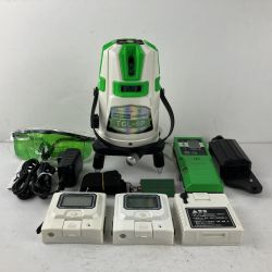 ЗЗ TAKAGI グリーンレーザー レーザー墨出し器 受光器 バッテリーx2 アダプタ ケース付 TGL-9P ホワイト×グリーン Bランク