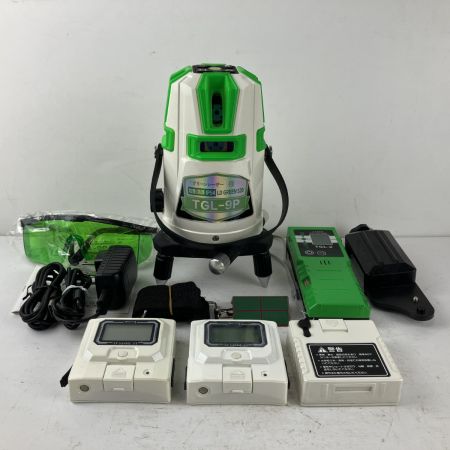 ЗЗ TAKAGI グリーンレーザー レーザー墨出し器 受光器 バッテリーx2 アダプタ ケース付 TGL-9P ホワイト×グリーン