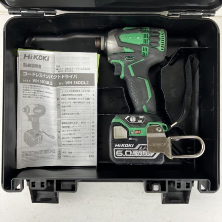 ЗЗ HiKOKI ハイコーキ 14.4v インパクトドライバ バッテリーx1 ケース付 ※充電器無し WH14DDL2 グリーン×ブラック