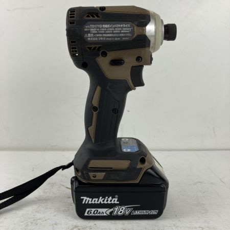 ЗЗ MAKITA マキタ 18v 充電式インパクトドライバ バッテリーx1 充電器 ケース付 TD171D ブラウン