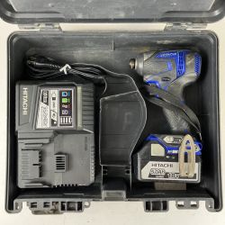 ЗЗ HITACHI 日立 18v 充電式インパクトドライバ バッテリーx1 充電器 ケース付 WH18DDL ブラック×ブルー Cランク