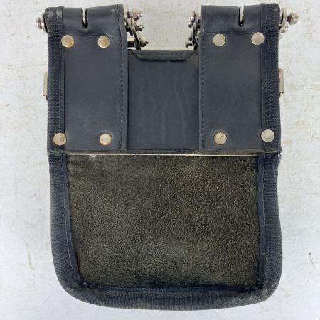 ЗЗ KNICKS 鳶職向仕様ツーウェイタイプヌメ革2段腰袋 チェーン金具 ベルトループ付 KBS-201TB ブラック