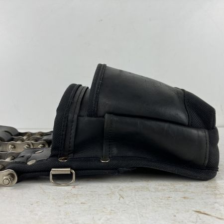 ЗЗ KNICKS 鳶職向仕様ツーウェイタイプヌメ革2段腰袋 チェーン金具 ベルトループ付 KBS-201TB ブラック