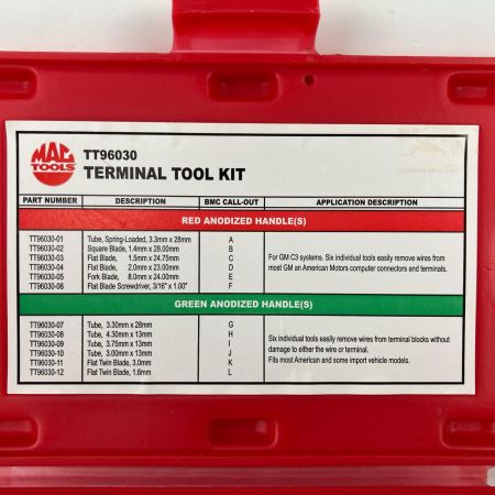 ЗЗ MAC TOOLS マック ターミナルツールキット 12個 ケース付 TT96030 レッド