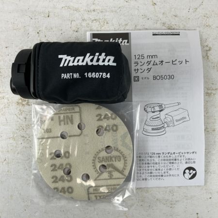 ЗЗ MAKITA マキタ 100v 125mm ランダムオービットサンダ ダストバッグ 取説 箱付 BO5030 ブルー