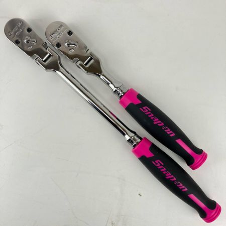 ЗЗ Snap-on スナップオン 3/8 9.5sq 100ギア フレックスヘッドラチェットセット 2本組 トレー付 RAT2FHFEP ブラック×ピンク