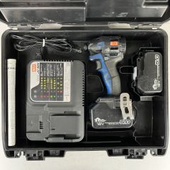 ЗЗ MAX マックス 14.4v/18v 充電式インパクトドライバ バッテリーx2 充電器 ケース付 PJ-ID152 ブルー Cランク