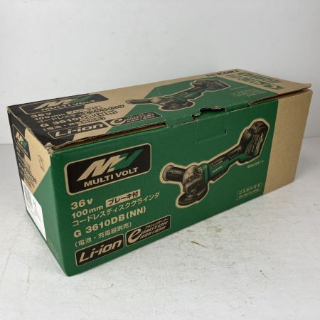 ЗЗ HiKOKI ハイコーキ 36v 100mm ディスクグラインダ 箱付 ※バッテリー、充電器無し G3610DB グリーン