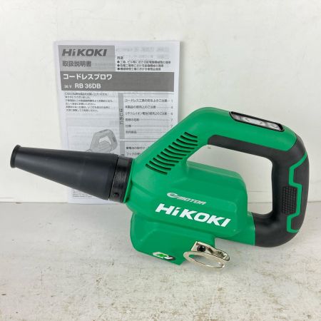 ЗЗ HiKOKI ハイコーキ 36v 充電式ブロワ ノズル 取説 箱付 ※充電器・バッテリーなし RB36DB グリーン×ブラック