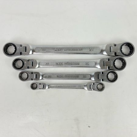 ЗЗ KTC ケーティーシー ラチェットめがねレンチ(両頭型首振りタイプ) 4本組 MR1A-0810F MR1A-1214F MR1A-1417F MR1A-1719F シルバー