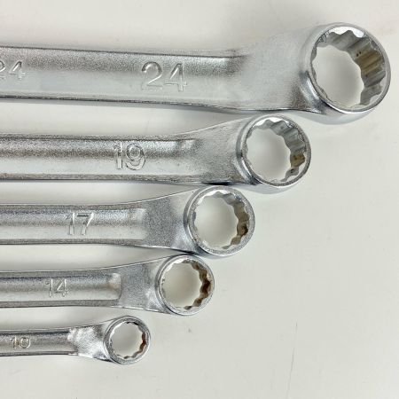 ЗЗ KTC ケーティーシー 45°×6°ロングめがねレンチ メガネレンチ 5本組 本体のみ M5-0810 M5-1214 M5-1417 M5-1719 M5-2224 シルバー