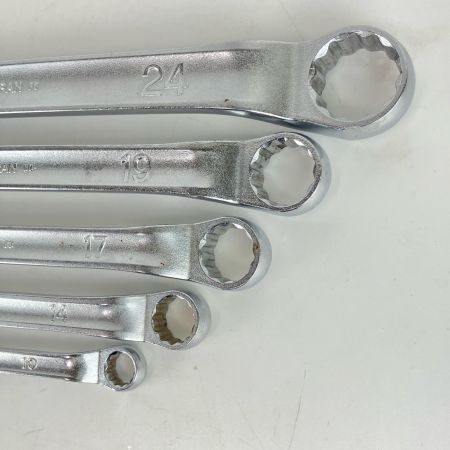 ЗЗ KTC ケーティーシー 45°×6°ロングめがねレンチ メガネレンチ 5本組 本体のみ M5-0810 M5-1214 M5-1417 M5-1719 M5-2224 シルバー