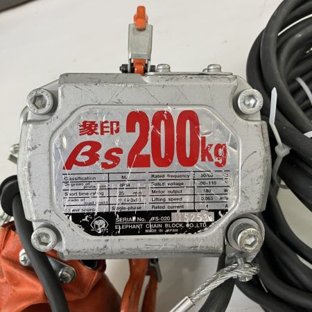 ЗЗ ZOJIRUSHI CORPORATION 象印 単相100v 200kg 揚程6m ホイスト チェーンブロック βS200kg