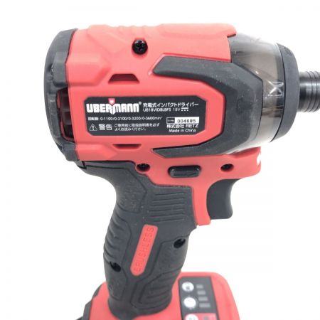 ДД UBERMANN インパクトドライバ   程度A 充電器・充電池2個・ケース付 コードレス式 18v  UB18VIDBLBFS レッド