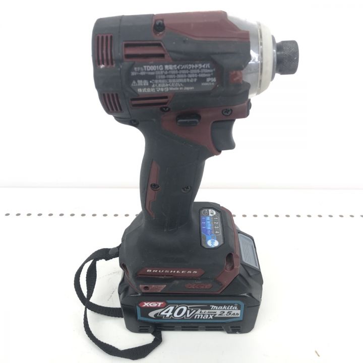 ДД MAKITA マキタ インパクトドライバ 充電器・充電池2個・ケース付 コードレス式 40v TD001GDX  レッド｜中古｜なんでもリサイクルビッグバン