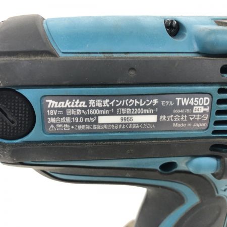 ДД MAKITA マキタ インパクトレンチ コードレス式 18vバッテリーBL1860B　充電回数１１９回 TW450D ブルー